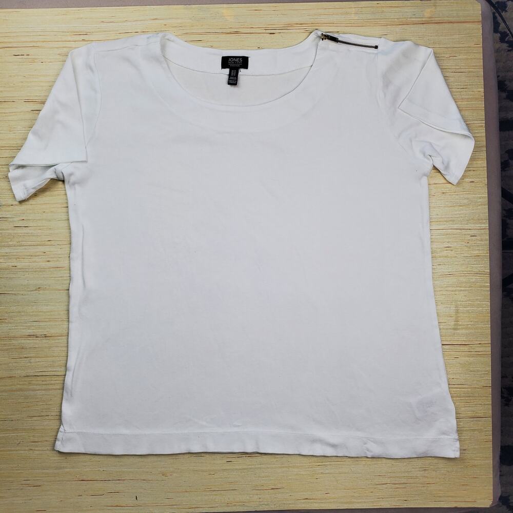 JONES NEW YORK White Shoulder Zip TShirt